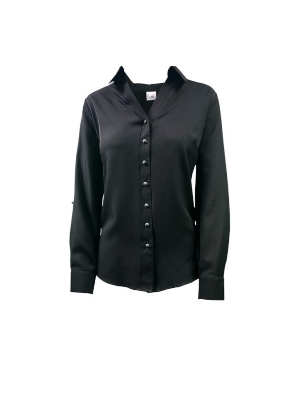 Bluzka KOSZULOWA gładka czarna