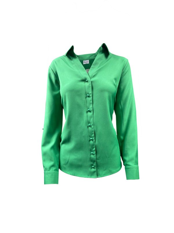 Bluzka KOSZULOWA gładka zielona