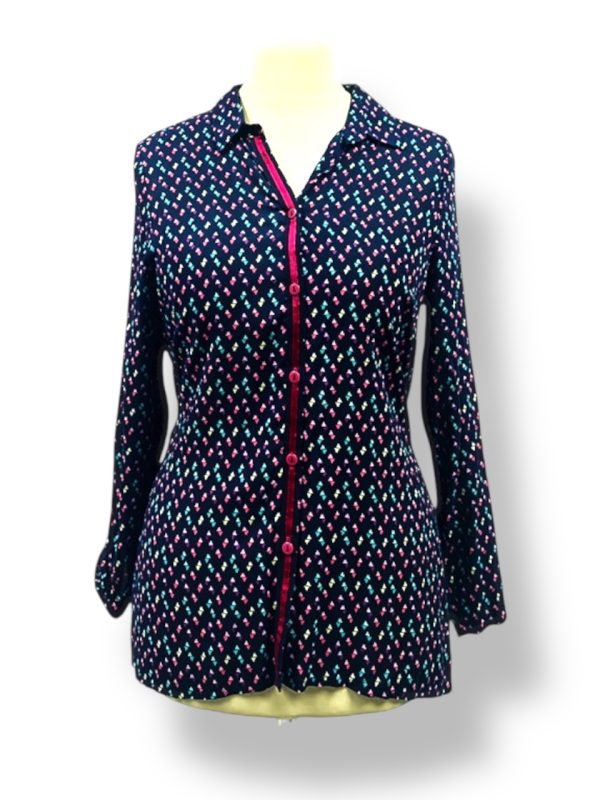 Bluzka KOSZULOWA z czerwoną plisą