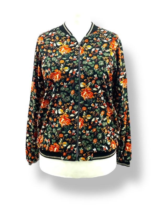 Kurtka BOMBERKA czarna w kwiaty