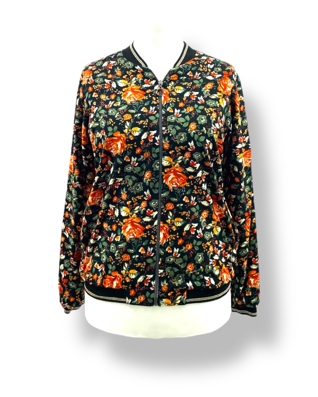 Kurtka BOMBERKA czarna w kwiaty