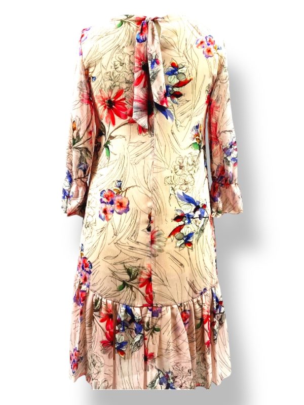 Sukienka FALBANA beżowa z kwiatem