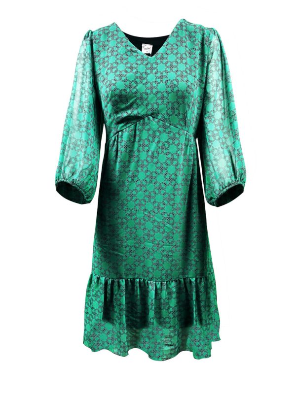 Sukienka FALBANA zielona łańcuchy