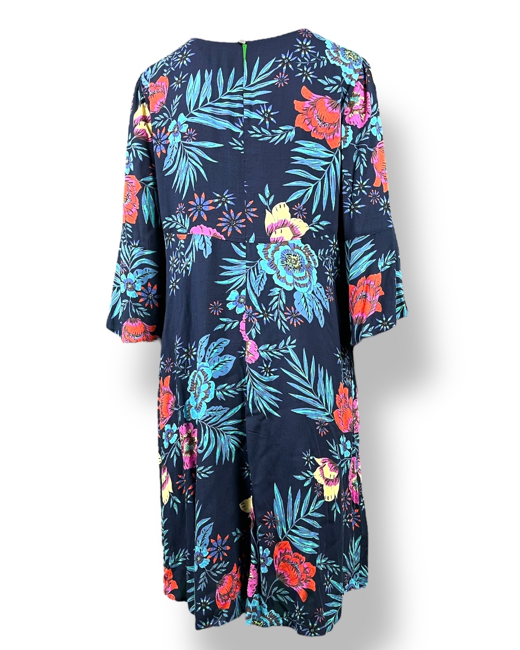 Sukienka OŁÓWKOWA granat z kwiatami