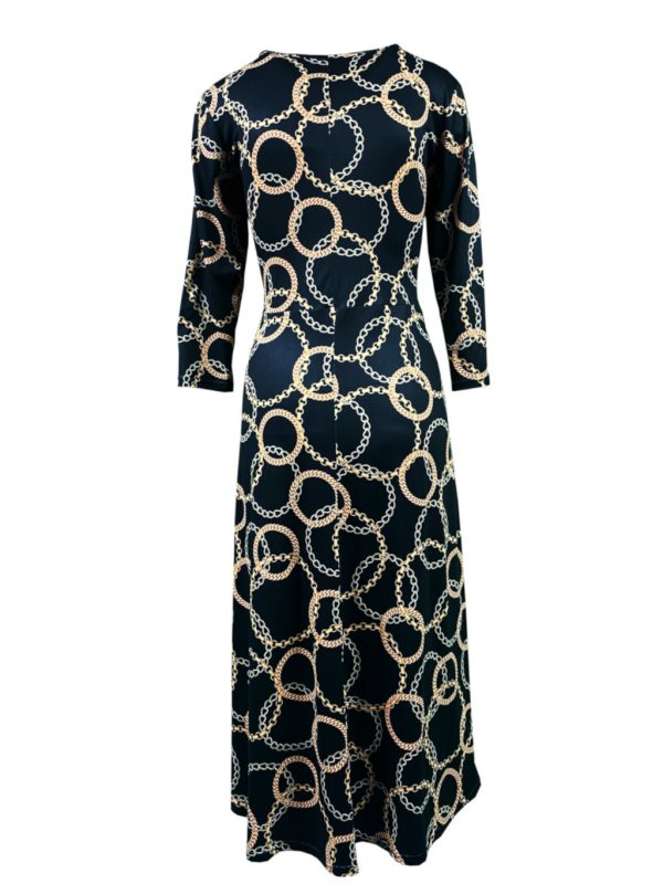 Sukienka PROSTA czarna złote koła łańcuch