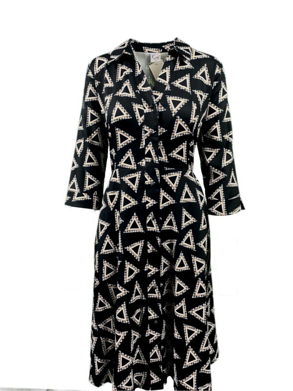 Sukienka SZMIZJERKA czarna wzory trójkąty
