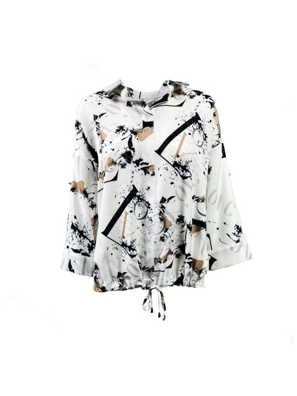 Bluzka damska WIĄZANA z kołnierzykiem – długi rękaw