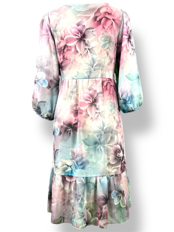 Sukienka damska FALBANA pojedyńcza w serek z odcinanym karczkiem