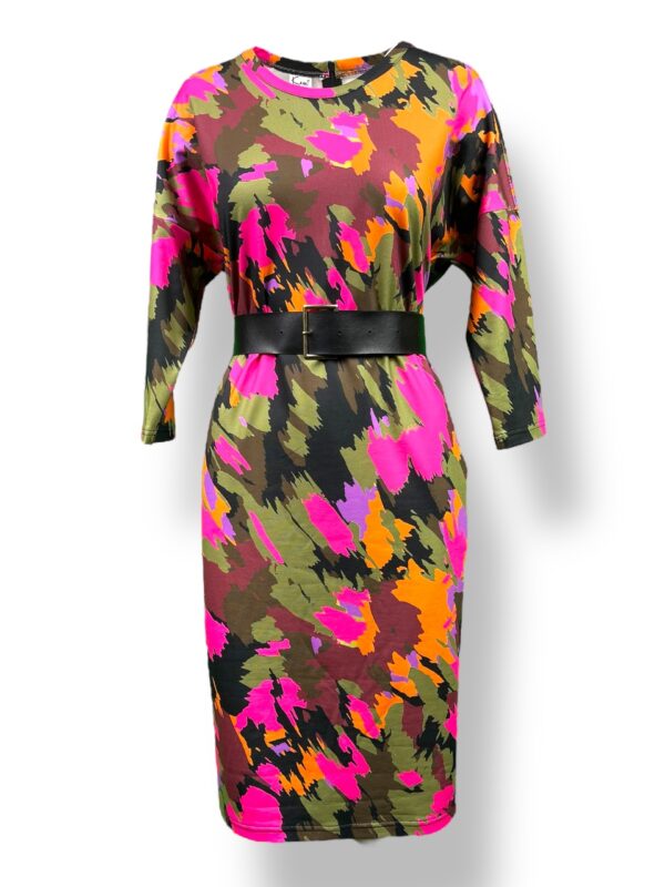 Sukienka damska OŁÓWKOWA – kolorowa (pasek czarny osobno)