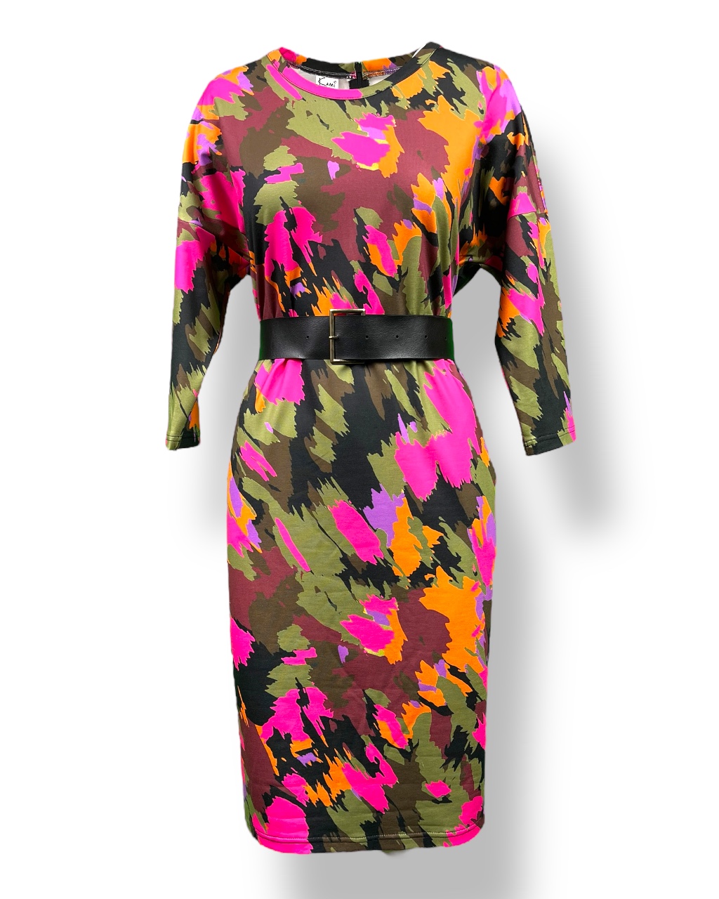 Sukienka damska OŁÓWKOWA – kolorowa (pasek czarny osobno)