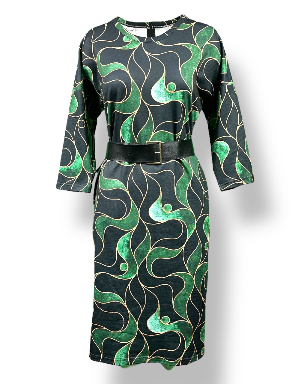 Sukienka damska OŁÓWKOWA – kolorowa (pasek czarny osobno)