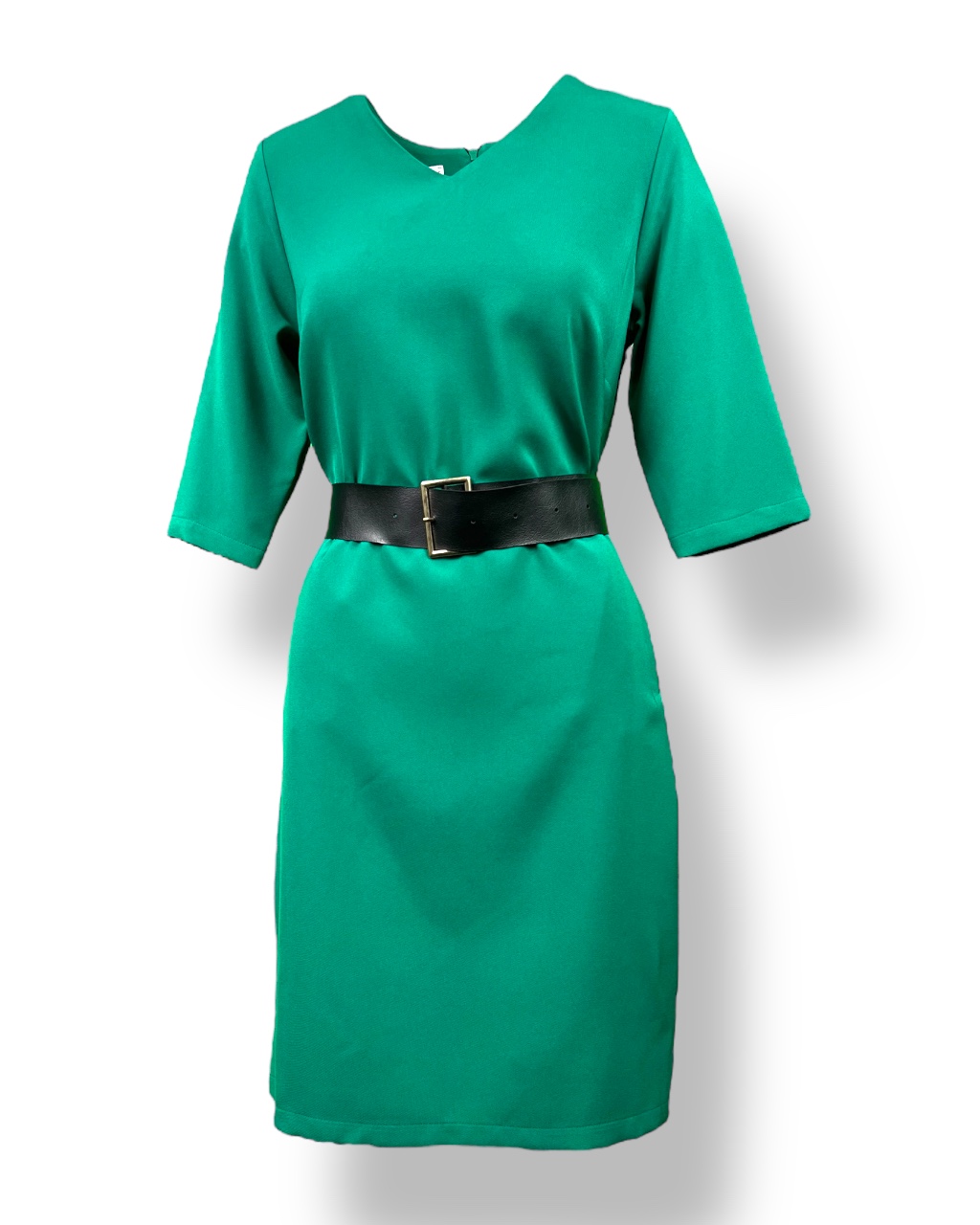 Sukienka damska OŁÓWKOWA – zielona (pasek czarny osobno)