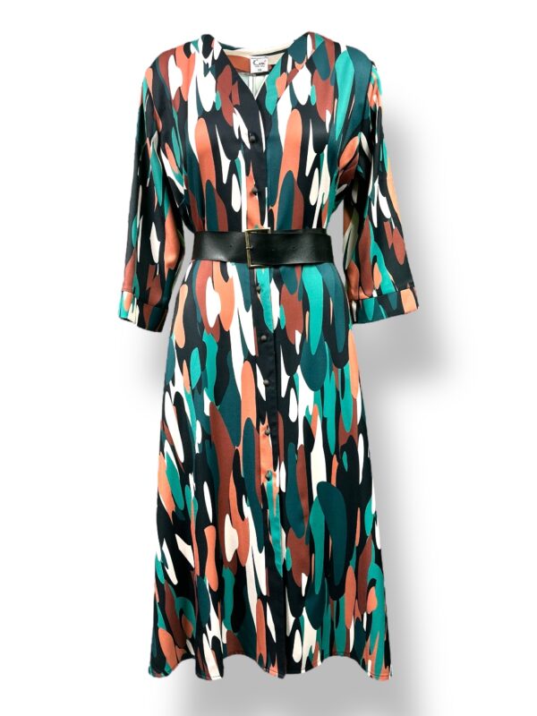 Sukienka damska SZMIZJERKA w serek – kolorowa  (pasek czarny osobno)