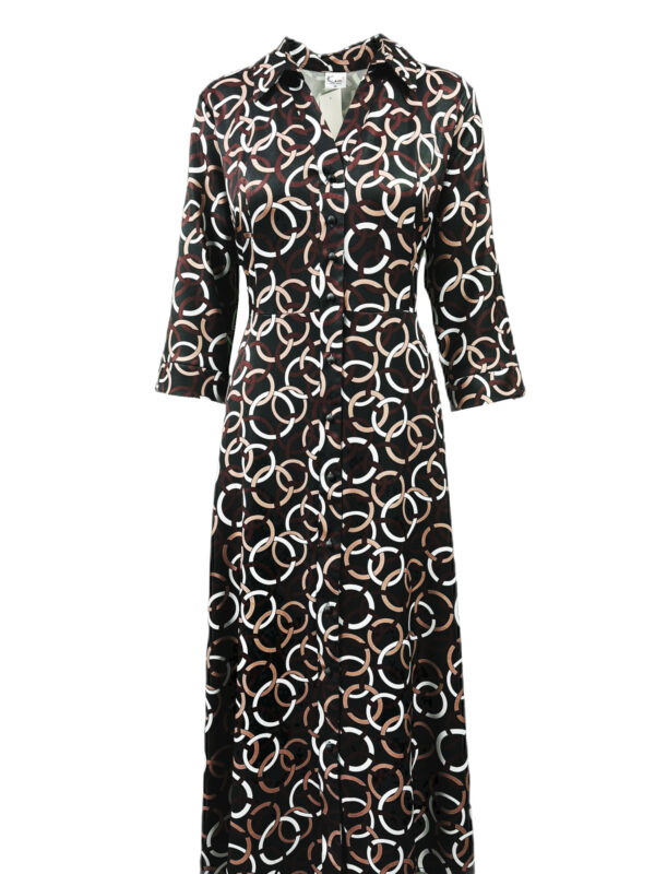 Sukienka damska SZMIZJERKA – kolor braz i koła