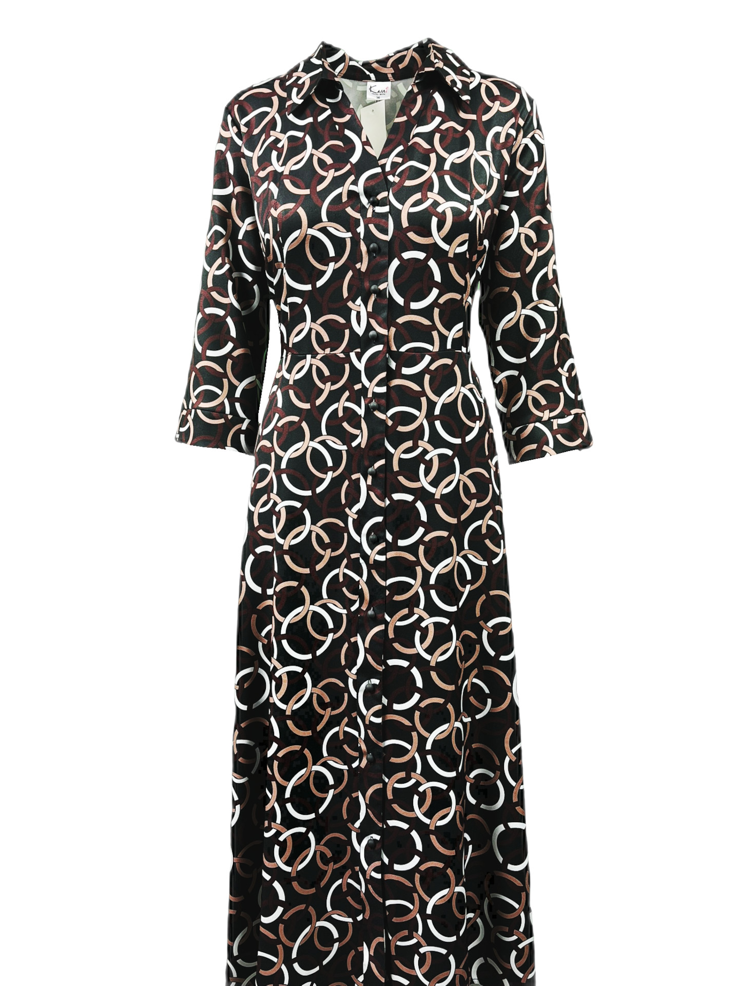 Sukienka damska SZMIZJERKA – kolor braz i koła