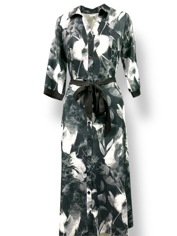 Sukienka damska SZMIZJERKA – kolorowa z paskiem czarnym tkaninowym