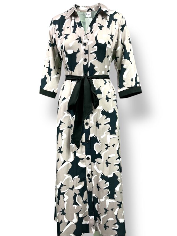 Sukienka damska SZMIZJERKA – kolorowa z paskiem czarnym tkaninowym