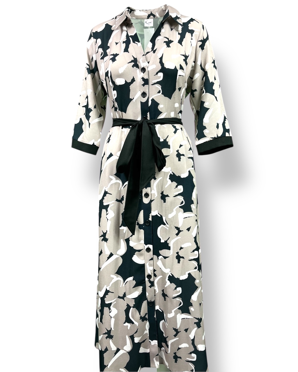 Sukienka damska SZMIZJERKA – kolorowa z paskiem czarnym tkaninowym